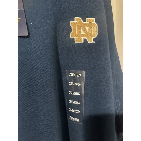 Vtg ND Gold Notre Dame Blue Sweatshirt Embroidered Logo Hammes‎ Bookstore NWT XL